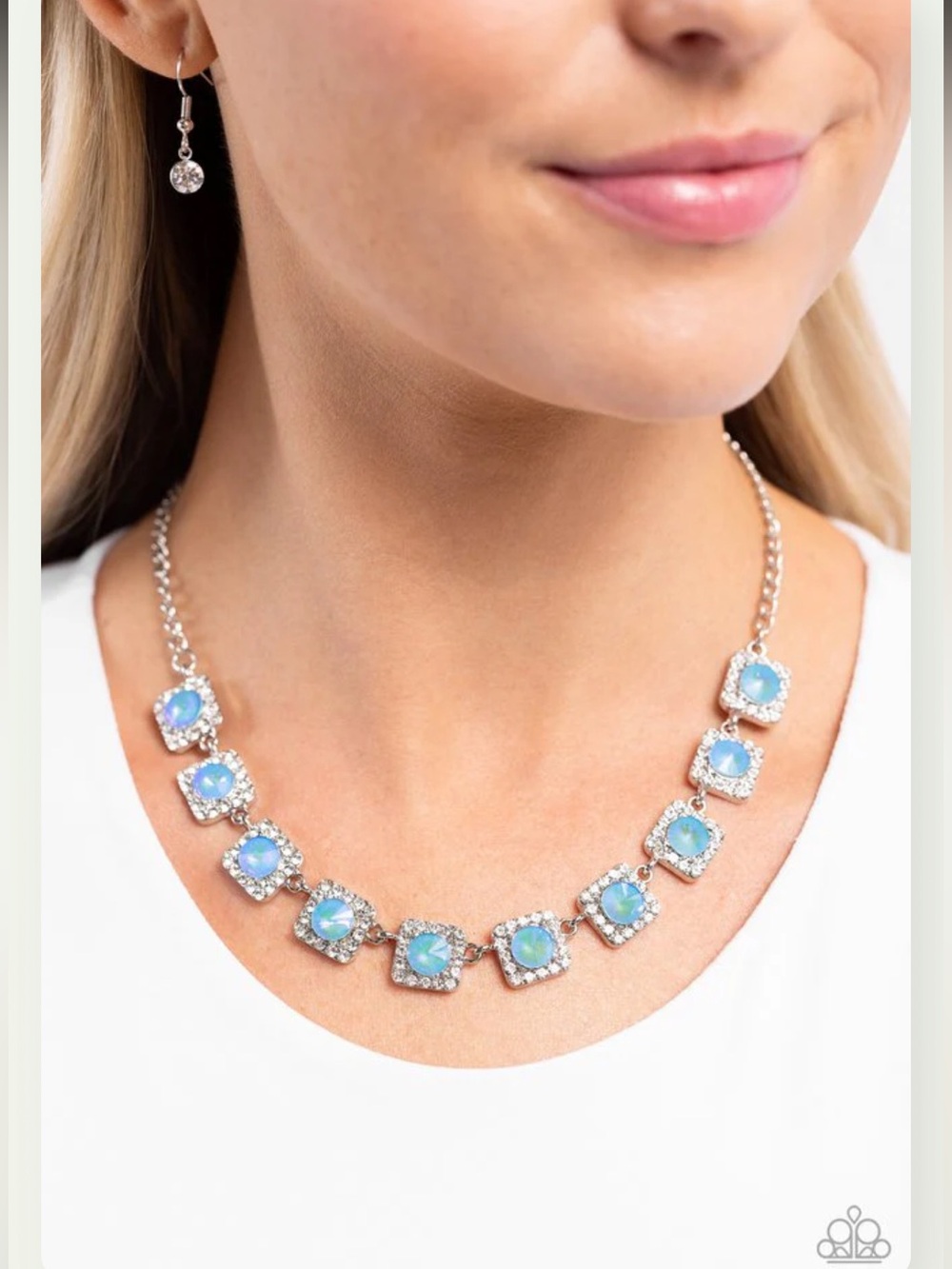 🩵💎🩵 “JUMP SQUARE” BLUE NECKLACE WITH FREE EARRINGS ~ PAPARAZZI❗️ 🩵💎🩵